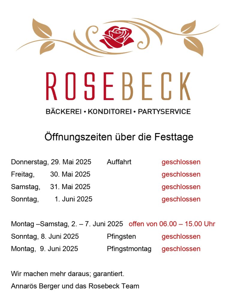 Rosebeck Münsingen - Bäckerei, Konditorei, Take-Away und Party-Service